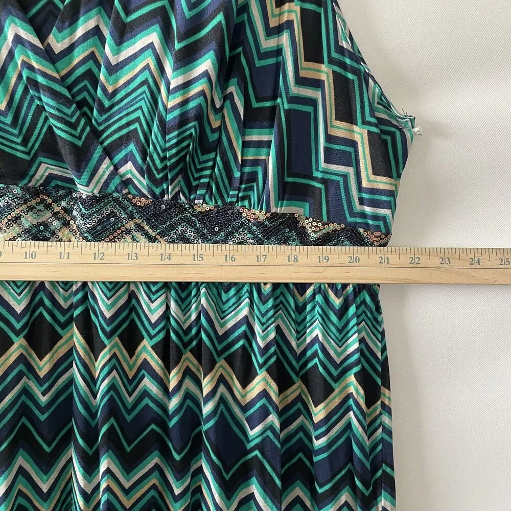 NWT INC International Concepts Maxi Dress Sleeveless Boho Chevron Blue Size 3X - Picture 7 of 10